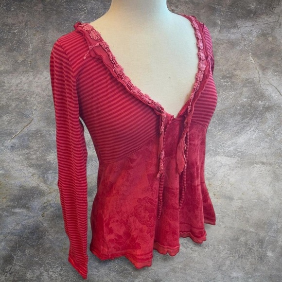 The Unbranded Brand Tops - Vintage Didi By Different Floral Striped Fairy Babydoll Top Women's Medium Y2K